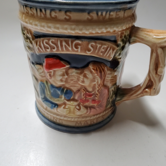 Vintage Two Handled Kissing Beer Stein Lego Japan Romantic Kitschy Cottagecore - Picture 7 of 8